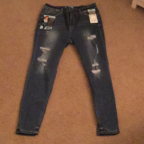 WAX JEAN high rise distressed denim jeans - Picture 1 of 7